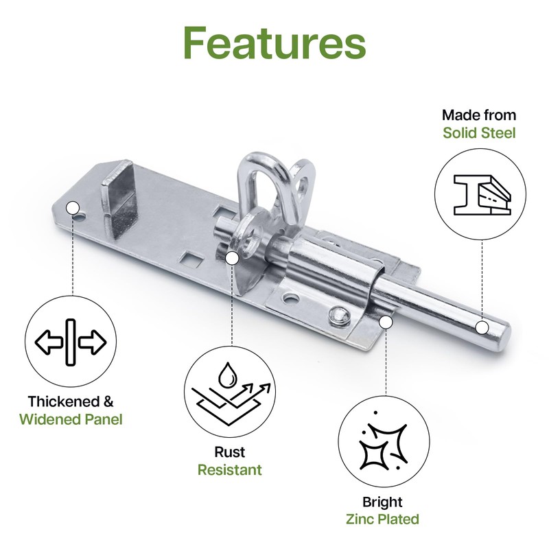 Galvanised Brenton Bolt Sliding Door Lockable Padbolt – 4" (100mm)