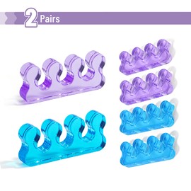 DR. JK- Toe Separators for Pedicure, 2 Pairs, Blue & Purple, Toe Separators for Women Pedicure, Toe Spreaders for Women, Gel Toe Spacers for Pedicures, Pedicure Toe Separators for Women, Toe Dividers