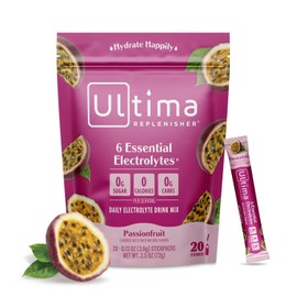 Ultima Replenisher Electrolyte Hydration Powder, PassionFruit, 20 Count Stickpacks - Sugar Free, 0 Calories, 0 Carbs - Gluten-Free, Keto, Non-GMO with Magnesium, Potassium, Calcium