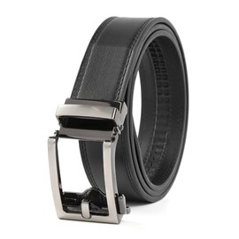 Forecast Leather Belt Work, Casual, Business, Cowhide Leather Automatic Belt, Auto Lock Function, 1.4 inches (35 mm) Wide, Waist 41.7 inches (106 cm), Black, Free size