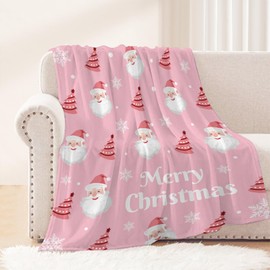 Neatee Living Christmas Kids Throw Blanket Small Pink Cute Santa Claus Blanket Xmas Winter Holiday Blanket for Girls Boys Baby Bed Soft Cozy Lightweight Fuzzy Fleece Blankets and Throws 40x50