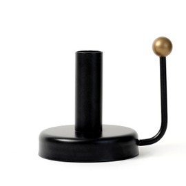 Black Iron Taper Candle Holder，Vintage Candlestick Holder Candlelight Stand for Farmhouse Decor Table Decoration (Black-Gold)