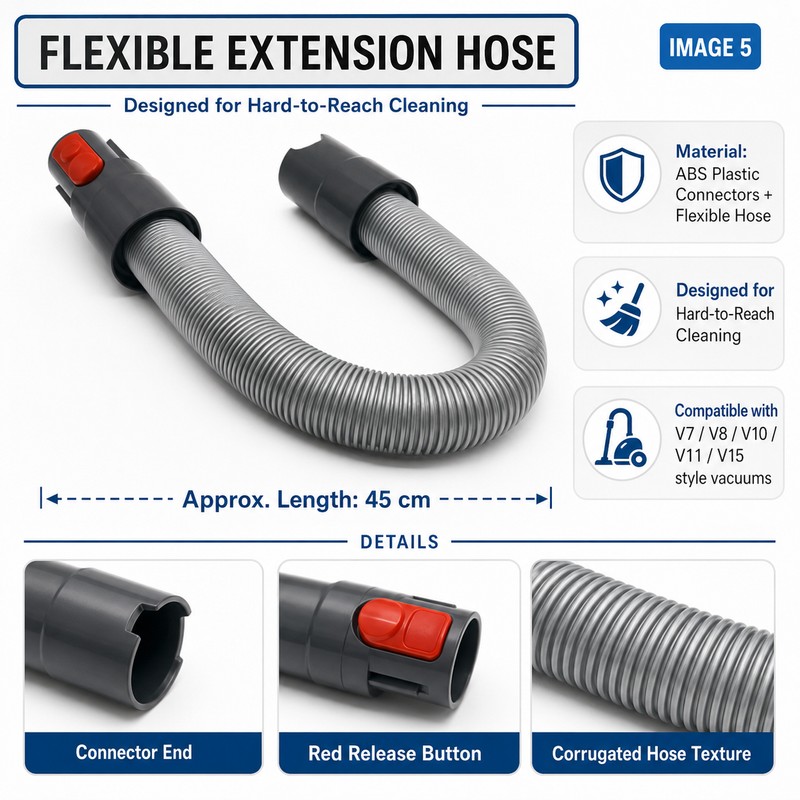 Flexible Vacuum Extension Pipe for Dyson V7–V15 – Telescopic ABS