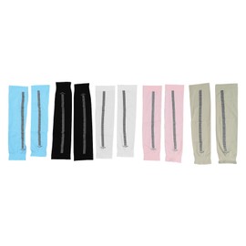 5 Pairs Ice Silk Arm Sleeves Sun Protection UV Protection Seamless Breathable Cooling Arm Sleeves for Cycling Sports
