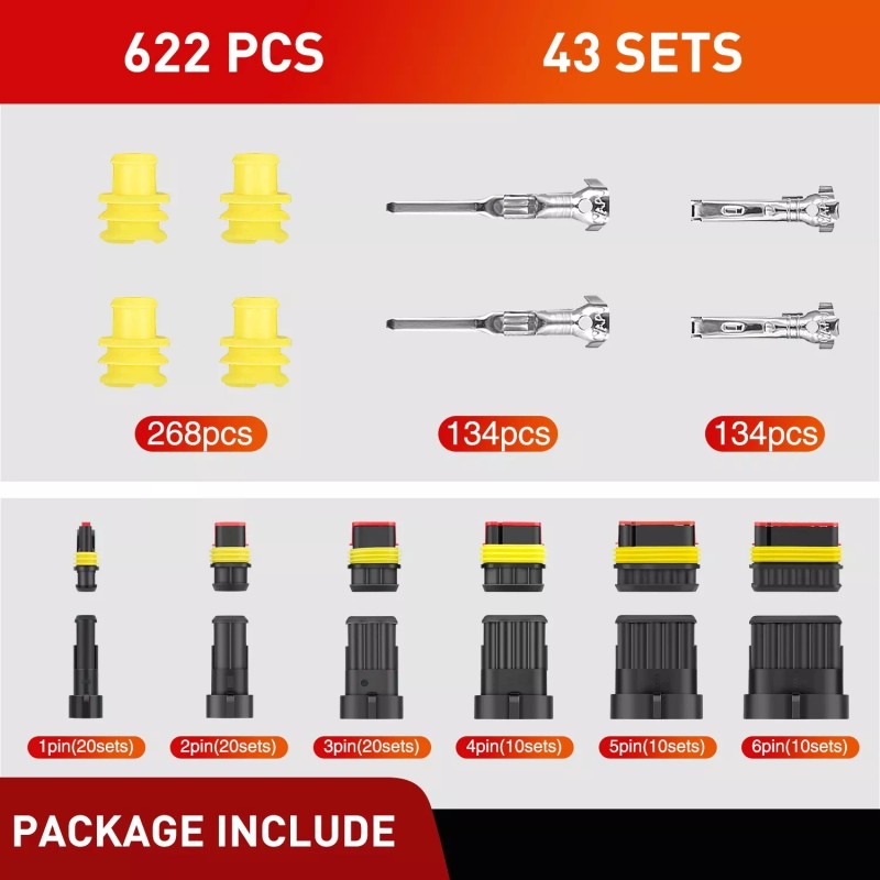 Nilight 622PCS 1 2 3 4 5 6 Pin Electrical