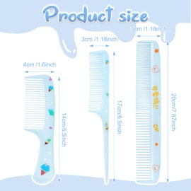 3pcs Cute Hair Comb Set, Pink Strawberry Ice cream Baby Comb Fine Tooth & Rat Tail Comb Toddler Dual-purpose comb Small Girls Plastic Mini Kids Comb Hair Parting Comb for Women Girls Kids All Hair Types (ice cream)
