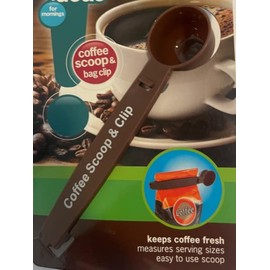 Coffee Scoop & Bag Clip, 2 in 1 design, scoop measures coffee and clip seals the bag, keeps coffee fresh longer
