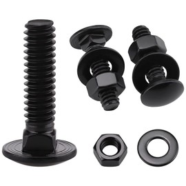 12 Sets 5/16-18 x 1" Carriage Bolts and Nuts & Flat Washers, 304 Stainless Steel 18-8, Black Coated, Heavy Duty Bolts for Home & Machinery Assembly & Repair, Automobile, by RoyceMart