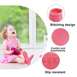 Tphon - Calcetines antideslizantes para niños pequeños, 12 pares de calcetines para niños y niñas, calcetines con puños para niños de 1 a 7 años, #1 Niñas, 5-7 Años