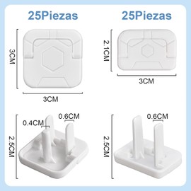 Protectores de Contacto Eléctrico (paquete de 50), Tapa de Enchufe con Mango Oculto, Cubiertas de Salida de Plástico Seguro para Niños, Protección Contra Descargas Eléctricas, 2 Orificios y 3 Orificios