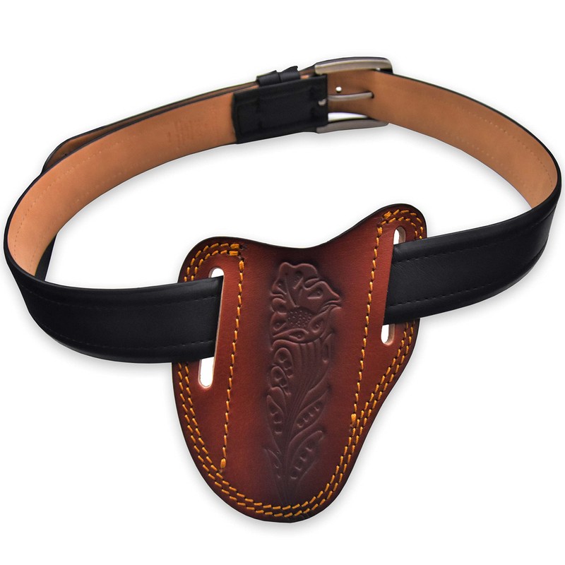 Custom Leather Sheath Slanted Pancake Tooled Leather Sheath/Trapper Knife Sheath/Hunting