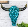 Southwest Steer Bison Bull Cow Skull With Mosaic Turquoise Rocks