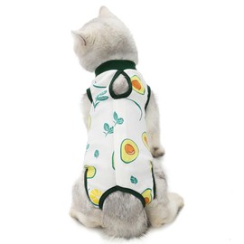 AgoumLux Cat Bodysuit After Surgery Castration for Cat Bodysuit for Surgery Leak Protection Cat Clothing Recovery Clothing Cotton, Green, M