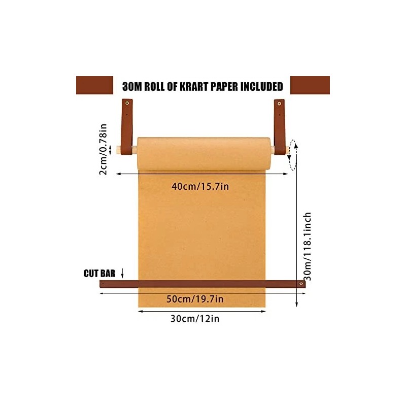 Lincia Kraft Paper Roll Wall Art Dispenser With Leather Straps