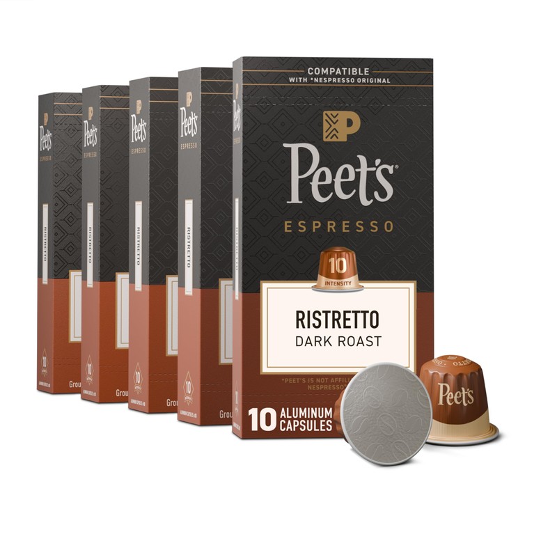 Peet's Coffee, Dark Roast Espresso Capsules, Compatible with Nespresso Original
