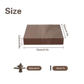JINGHANGER 2 Stück Holzsockel Ständer mit Metallfüßen Holz Podest Deko Regal Quadratischer Display Ständer Hölzerne Riser Rustikale Farmhouse Vintage Sockel für Küche Esszimmer 12x12x2,2cm