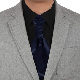 DAN SMITH - Bufandas de raso para boda de raso largo preatadas, color azul, 14.5 pulgadas, con clip, ajustable, alto, C.C.AQ.N.003, color azul medianoche, liso, Midnight Blue-c.c.aq.n.003, Extra Long