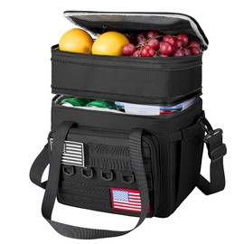 DOLOPL Lunch Box for Men, Black Insulated Expandable Lunch Bag for Men/Women, 16L Large Tactical Leakproof Waterproof Cooler Lunch Bag With Adjustable Shoulder Strap for Outdoor, Picnic, Office