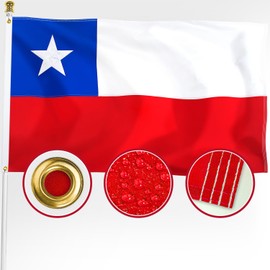 XIFAN Premium Nylon Chile Chilean Flag 3x5 Outdoor, Double Sided Heavy Duty 210D Nylon Chilean National Country Flags, Longest Lasting with Sewn Stripes/4 Stitch Hemming/Brass Grommets