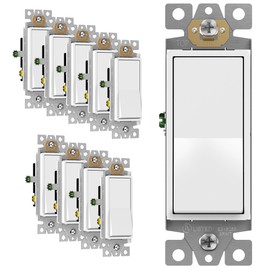 ENERLITES 3-Way Decorator Paddle Rocker Light Switch, Gloss Finish, Single Pole or Three Way, 3 Wire, Grounding Screw, Residential Grade, 15A 120V/277V, UL Listed, 93150-W-10PCS, White (10 Pack)