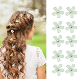 10 Pcs Flower Hair Claw Clips Mini with Rhinestones, Cute Hair Clips, Elegant Hairpins, Decorative Hair Clips for Girls, Hair Accessories for Women Bridal Wedding