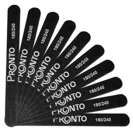 Pronto Professional Nail Files for Nail Art Salon – Black Double Sided 180/240 Grit for Manicure and Pedicure (10 Piece Set)