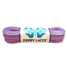 Derby Laces Striped - Flat, 10mm wide, for Boots, Skates, Roller Derby, and Hockey Skates (Purple and White, 96 Inch / 244 cm)