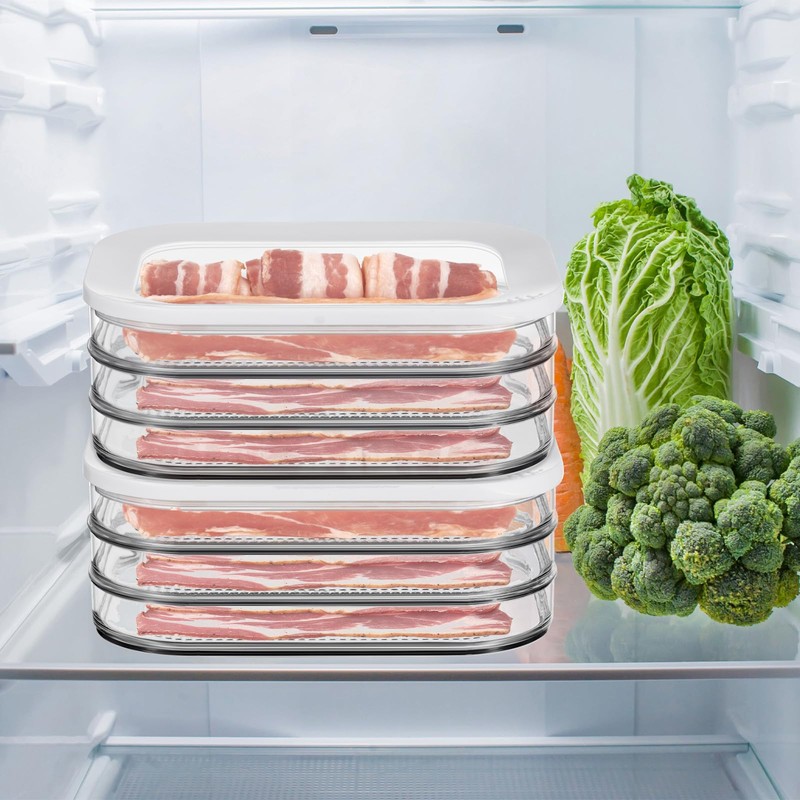 Tioncy 2 Pcs Deli Meat Container Fridge Bacon Container for
