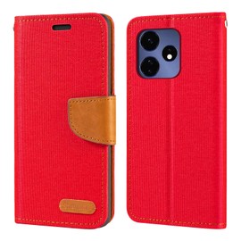 Shantime Oxford Fabric Leather Flip Wallet Case Compatible with Boost Celero 5G Plus 2024, Durable Protective Magnetic Cover with Card Slots and Kickstand(Red)