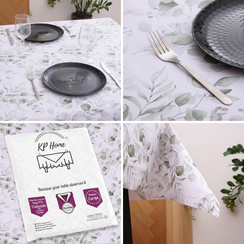 KP HOME Wipe Clean Tablecloth Rectangular 78.7"x 55.1" (200x140cm) -