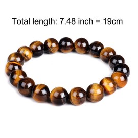 Mayting 10mm Natural Tiger Eye Bracelet Elastic Yoga Gemstones Mala Men Women Stretch Bracelet Gift for Him Boyfriend Husband Dad