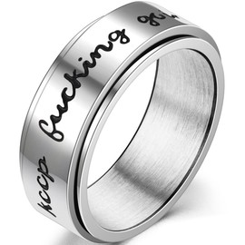 Jude Jewelers 8mm Stainless Steel Inspirational Mantra Encouragement Rotating Spinner Anxiety Relief Ring (Keep Fucking Going, 8)