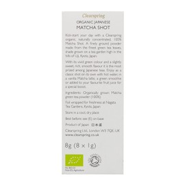 Clearspring Organic Japanese Matcha Shot - Premium Grade 8x1g Sachets