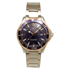 Technos T9B98PN Men's Wristwatch, 3 Hands, Date, Water Resistant to 10 ATM, Silver, blue, Bracelet Type