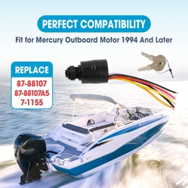 87-88107 Boat Ignition Switch Replace 87-88107A5 7-1155 Fit for Mercury Outboard Motor 1994 and Later, Push Choke Ignition with 2 Keys 6-Wire Connectors