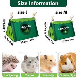 VERTUPET Guinea Pig Hideaway Nest Tent House with Reusable Felt Decorations, Christamas Rabbit Triangular Hideout Small Animal Bed for Chinchillas Hamster Ferrets Hedgehogs Bunny, Green