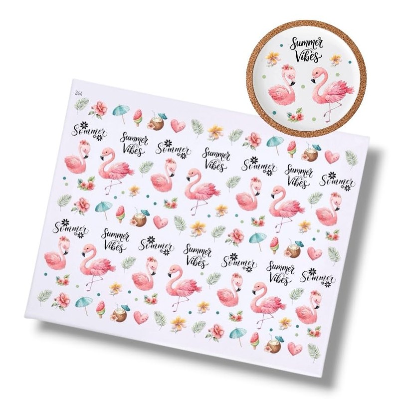 Rub On Flamingo (344), A4, Summer, Colourful/Coloured, Rub Ons Coaster