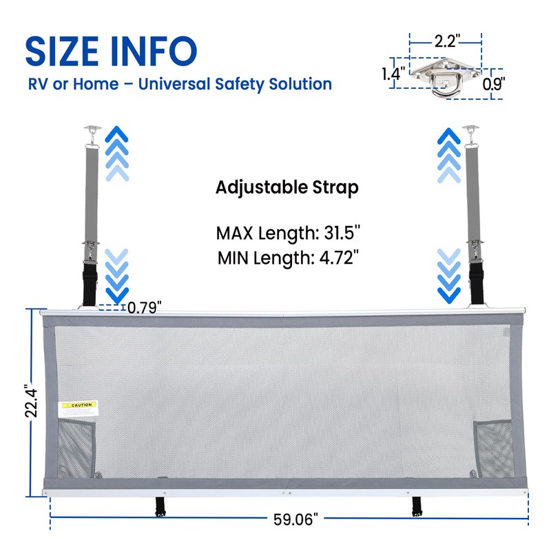 Gloppers 59" x 22" Aluminium Frame RV Bunk Bed Safety
