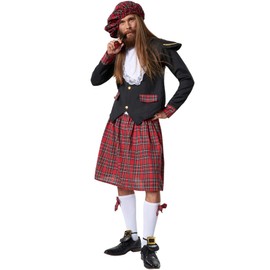 dressforfun 900424 - Men's Costume Fine Scottish Jacket and Kilt with Knee Socks and Tartan Hat