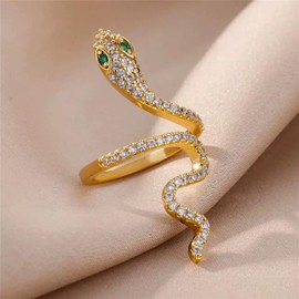 ALRNBY Snake Gold Rings for Women Costume Punk Statement Rings Jewelry for Women Open Ciecle Rings (Gold)