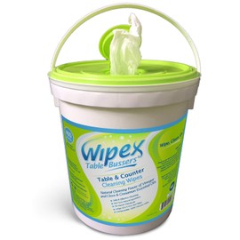 Wipex Table Bussers Natural Table & Surface Cleaning Wipes, Cloth made with Vinegar, Propolis, Clove & Cinnamon Oil, 400 ct, per bucket (2 pk)