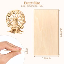 NVIYAM Pack of 12 Plywood Panels, 200 x 100 x 2 mm Linden Plywood Wood Panels, Natural Unfinished Balsa Wood Panels, Craft Wood Panel for Crafts for DIY Models, Arts and Crafts, Paintings