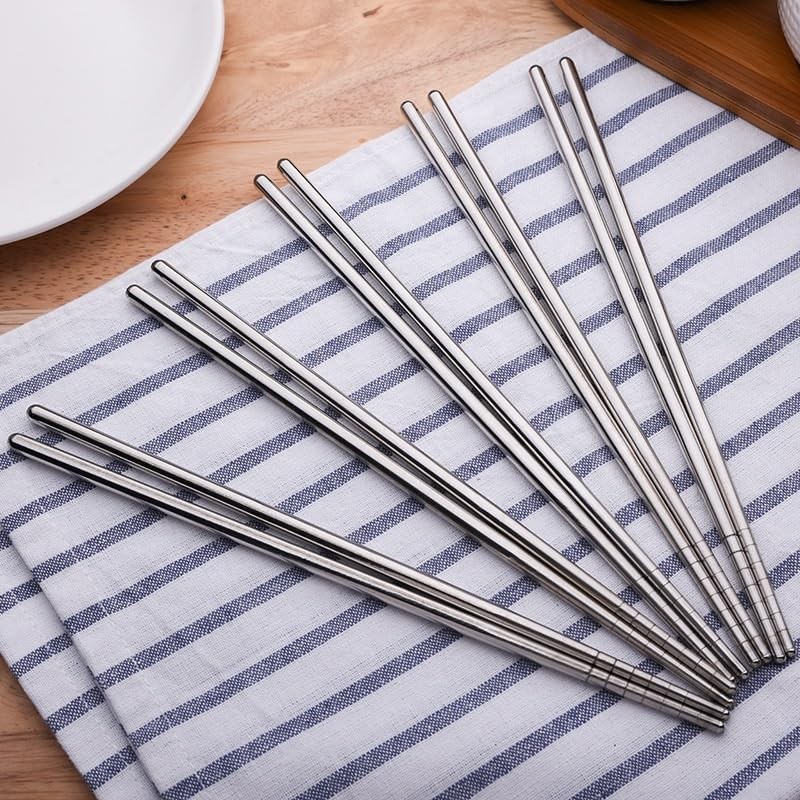 5 Pair Stainless Steel Chopsticks - Reusable, Healthy and Durable
