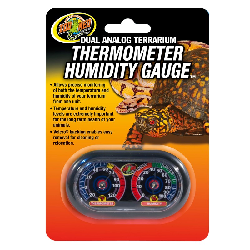 Zoo Med Economy Analog Dual Thermometer and Humidity Gauge, 6