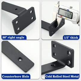 Alise Floating Shelf Brackets,4 Pack L Brackets for Wood Board,8'' Wall Brackets for Wall Hidden Shelves,Heavy Duty Bracket Metal Shelving Corner Brace Supports for Home,Garden,Office and DIY,Black