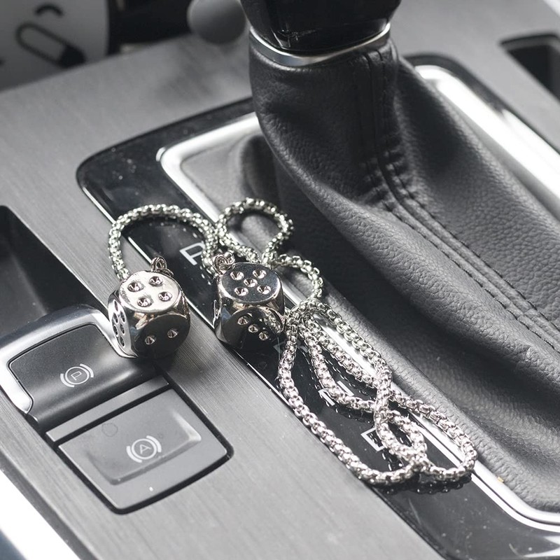 AMIORO Creative Hanging Dice with Dots Car Metal Pendant Rear