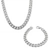 EIHI Stainless Steel Necklace and Bracelet Silver Men's Necklace for