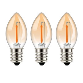 Tsunetani-C7 Edison LED Filament Mini Night Light Bulbs 0.5W Equivalent to 5 Watt Incandescent - E12 Candelabra Base 2200K Ultra Warm White for Home Decorate LED Village Bulb - 3Pack (Amber Glass)