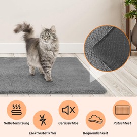Hysagtek Cat Blanket for Cats, Self-Heating Cat Blanket, 50 x 70 cm, Heat Blanket, No Electricity, Electric Blanket, Cat Fluffy Washable Cat Blanket, Self-Warming, Noiseless Cats (Grey)