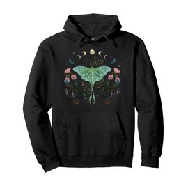 Moon Phases Luna Moth Insect Lover Cottagecore Aesthetic Pullover Hoodie